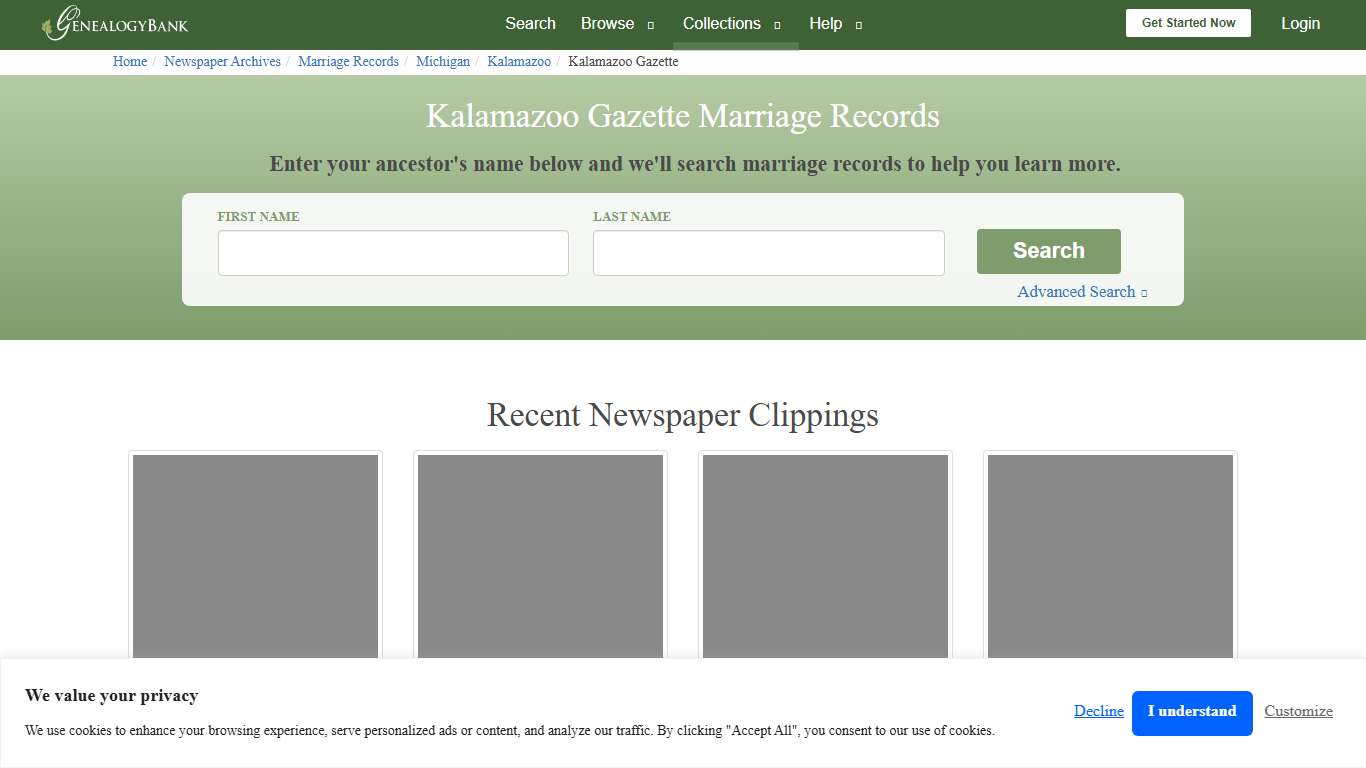 Kalamazoo Gazette Marriage Records Online Search