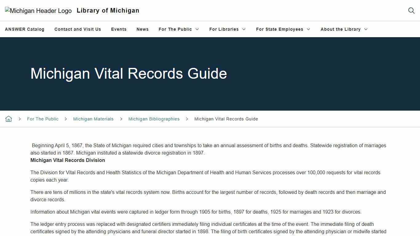 Michigan Vital Records Guide